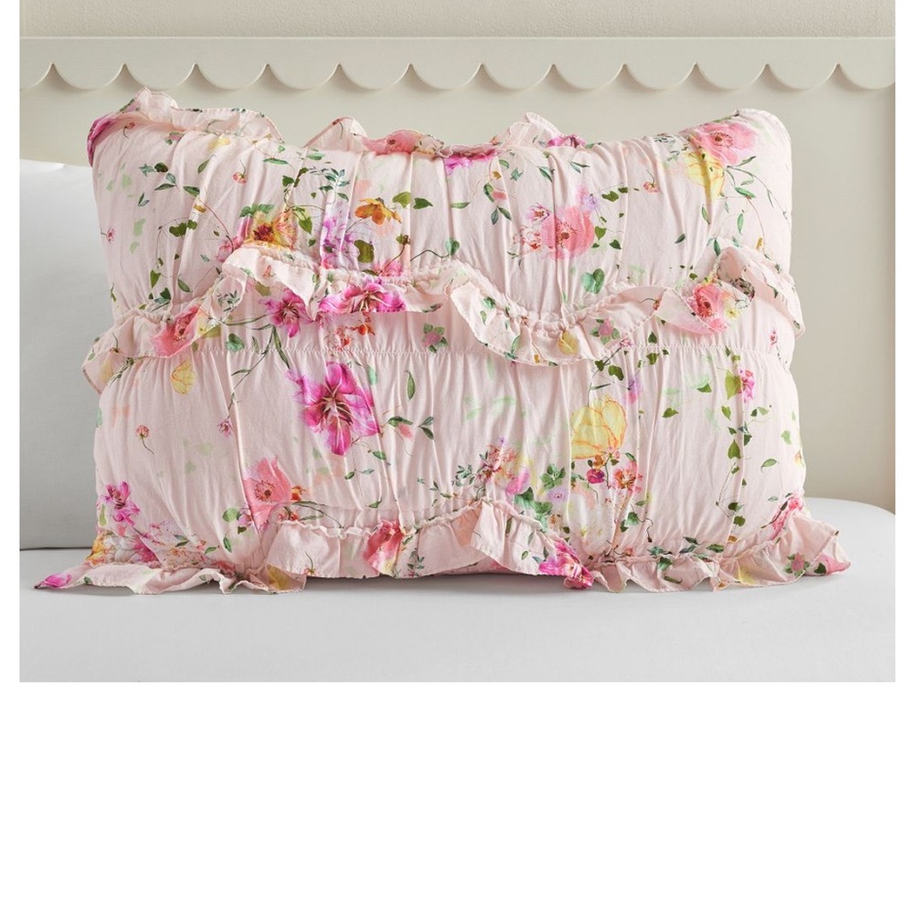 Pottery Barn Pink and Yellow Floral Pillows